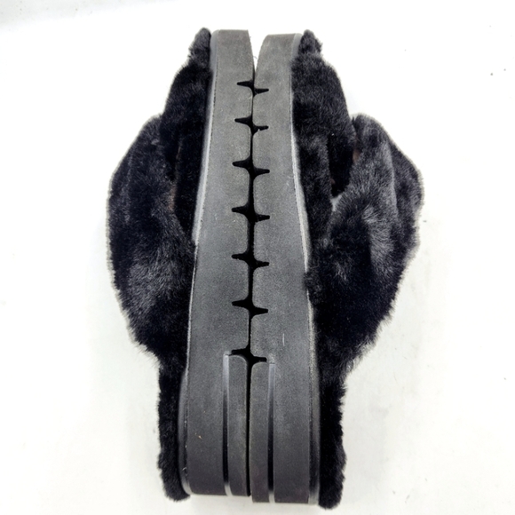 STUART WEITZMAN Roza Faux Fur Wedge Slides In Black Size 11.5 B - Picture 5 of 12